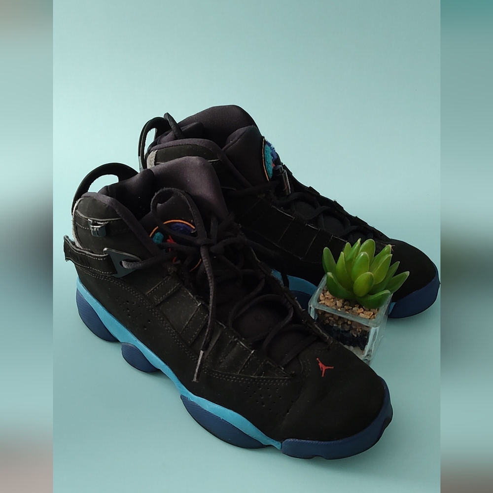 Jordan 6 Rings Aqua black sneakers size 7Y athletic good condition 25 cms